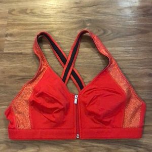 Victoria Secret Zip Front Red Metallic Sports Bra